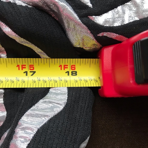 V Cristina Black Silver Metallic Floral Print Double Breasted 3/4th Sleeves SZ M - Picture 14 of 15